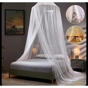 Sim canopy Casablanca Oasis Round Collapsible Hoop Sheer Bed white new